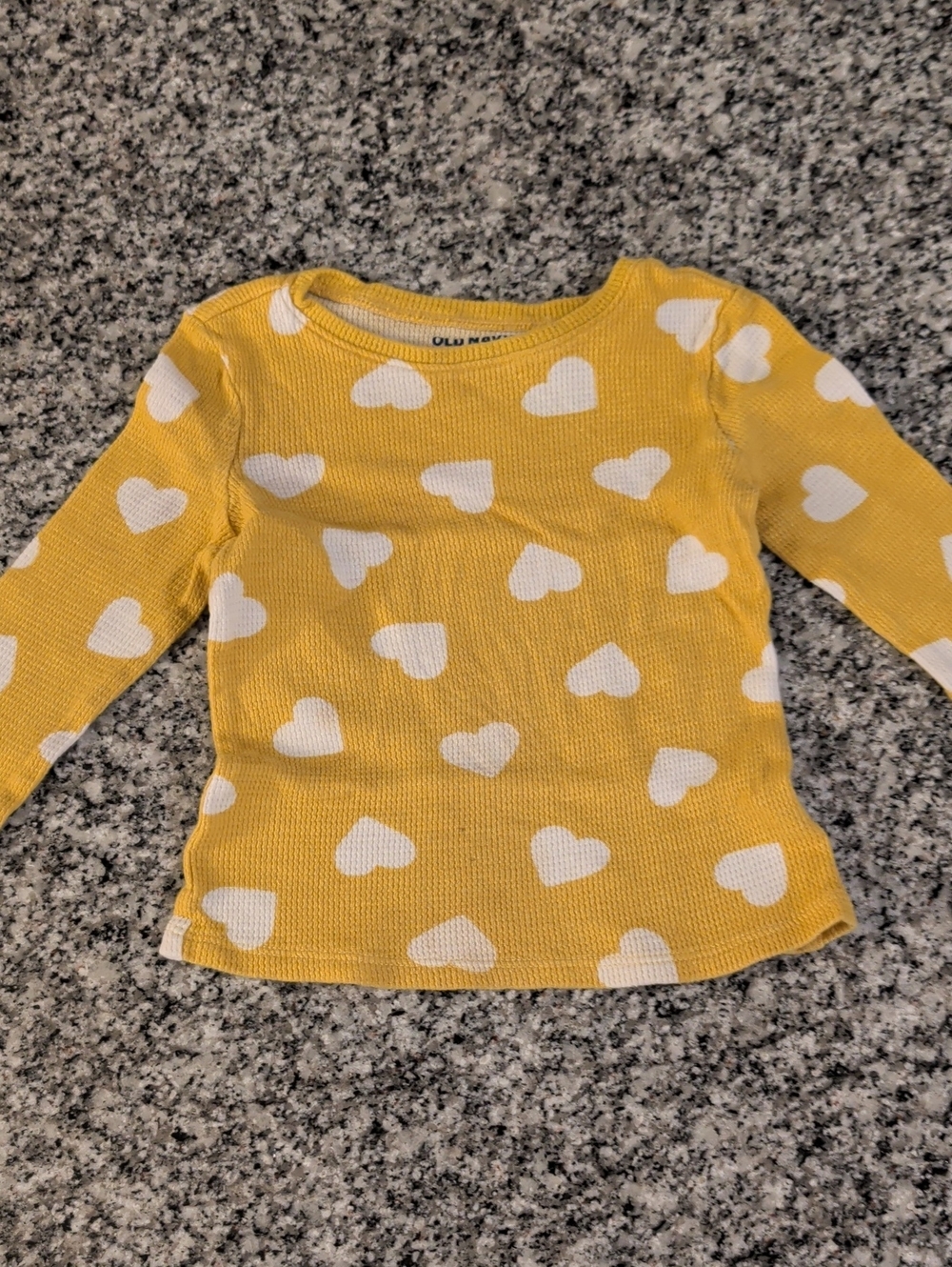 Old Navy Yellow Long-Sleeve Tee with White Heart Print